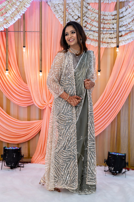 Embroidered Saree with Jacket