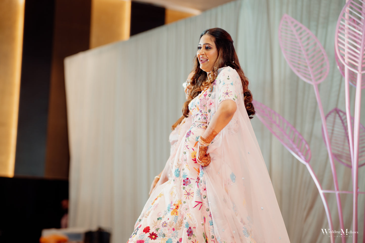 Pink Floral Embroidered Lehenga