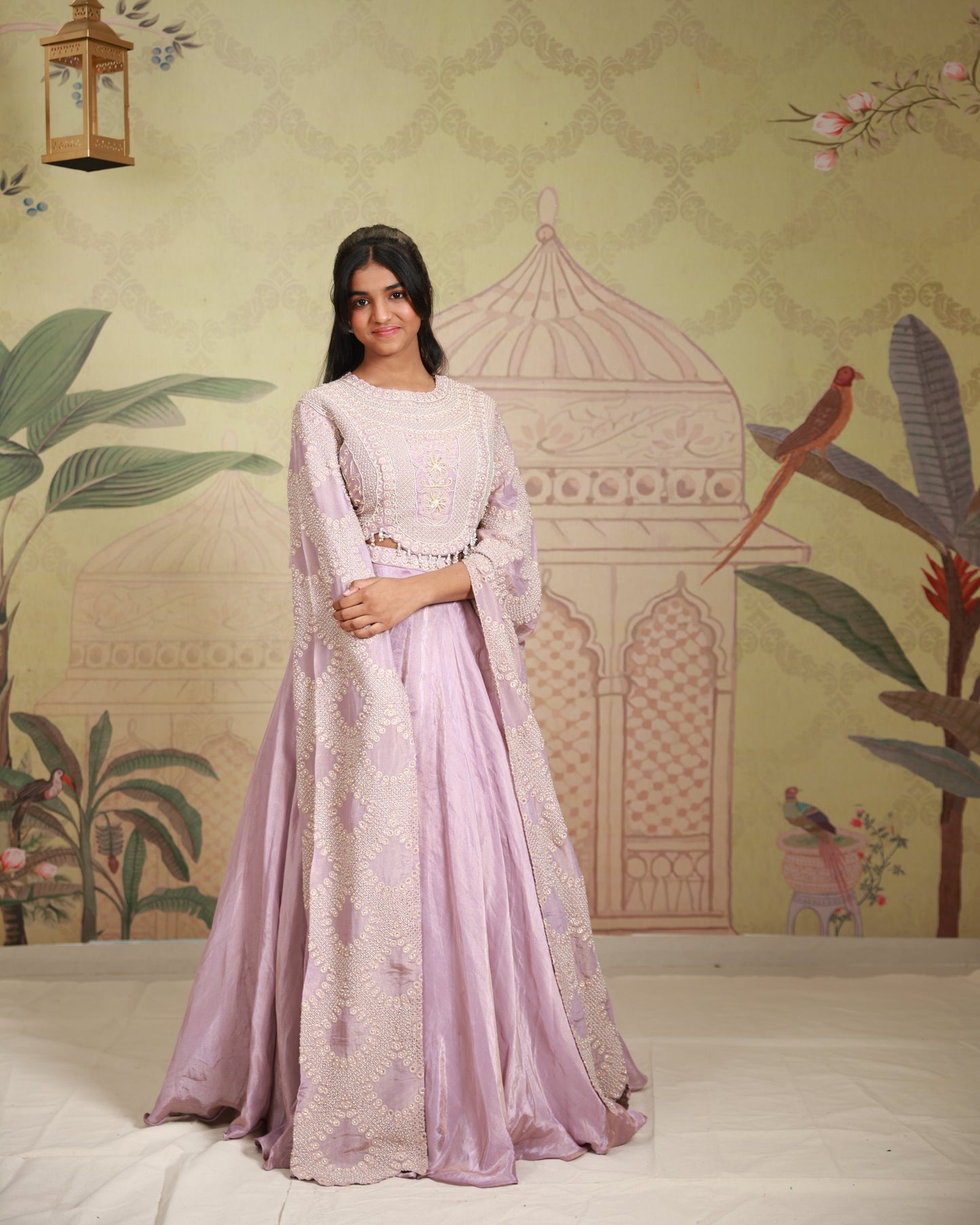 Lilac Falling Sleeve Lehenga