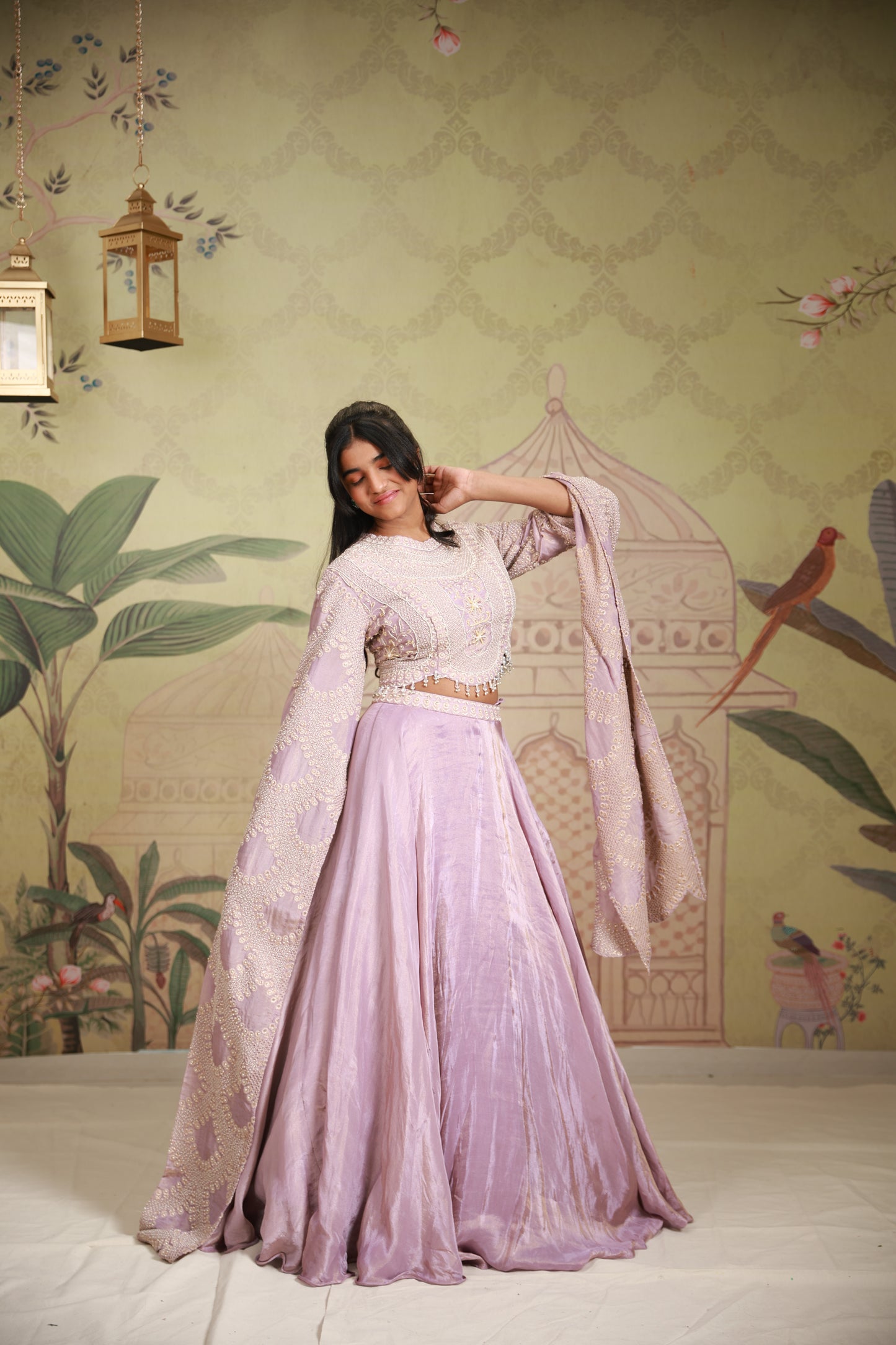 Lilac Falling Sleeve Lehenga