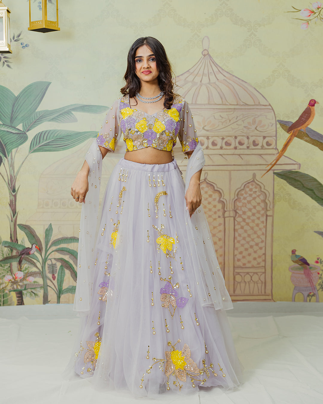 Lilac Embroidered Lehenga