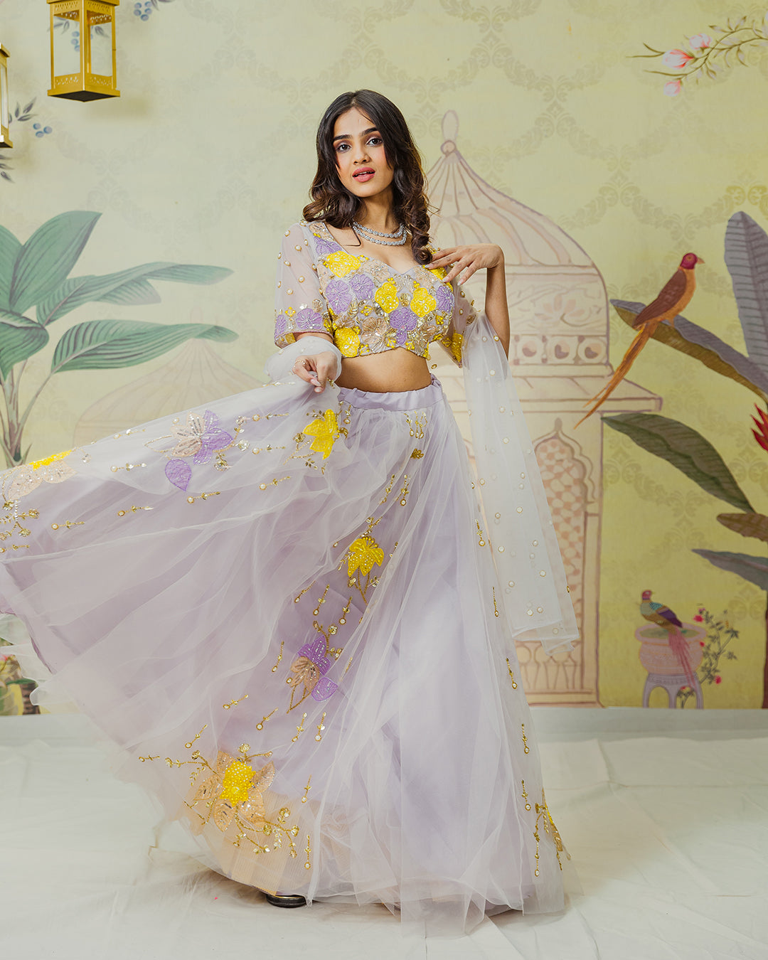 Lilac Embroidered Lehenga