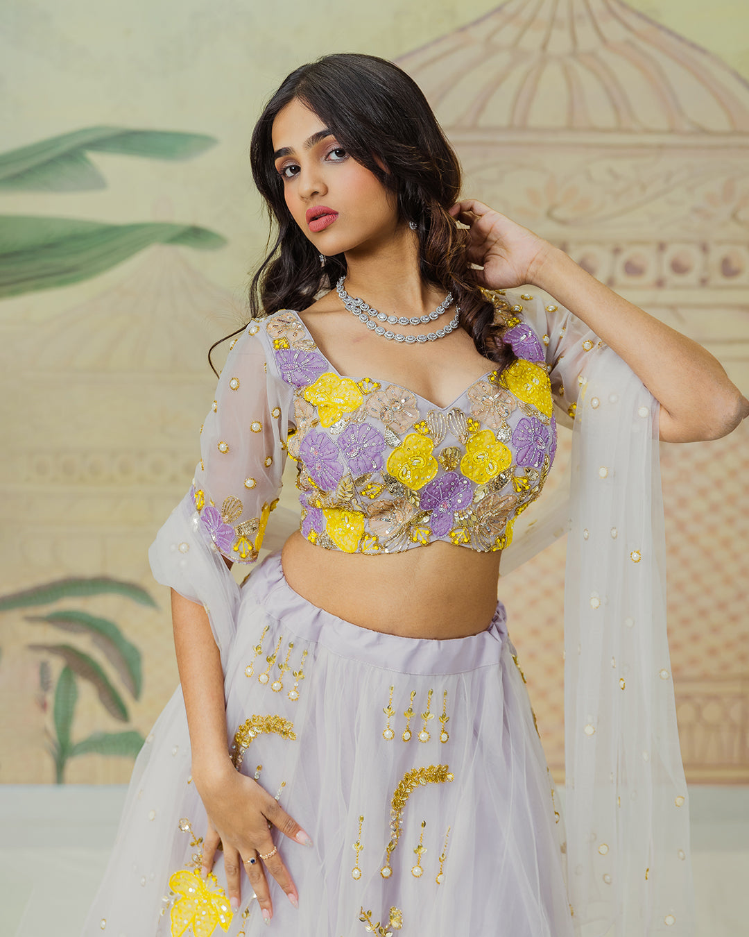 Lilac Embroidered Lehenga