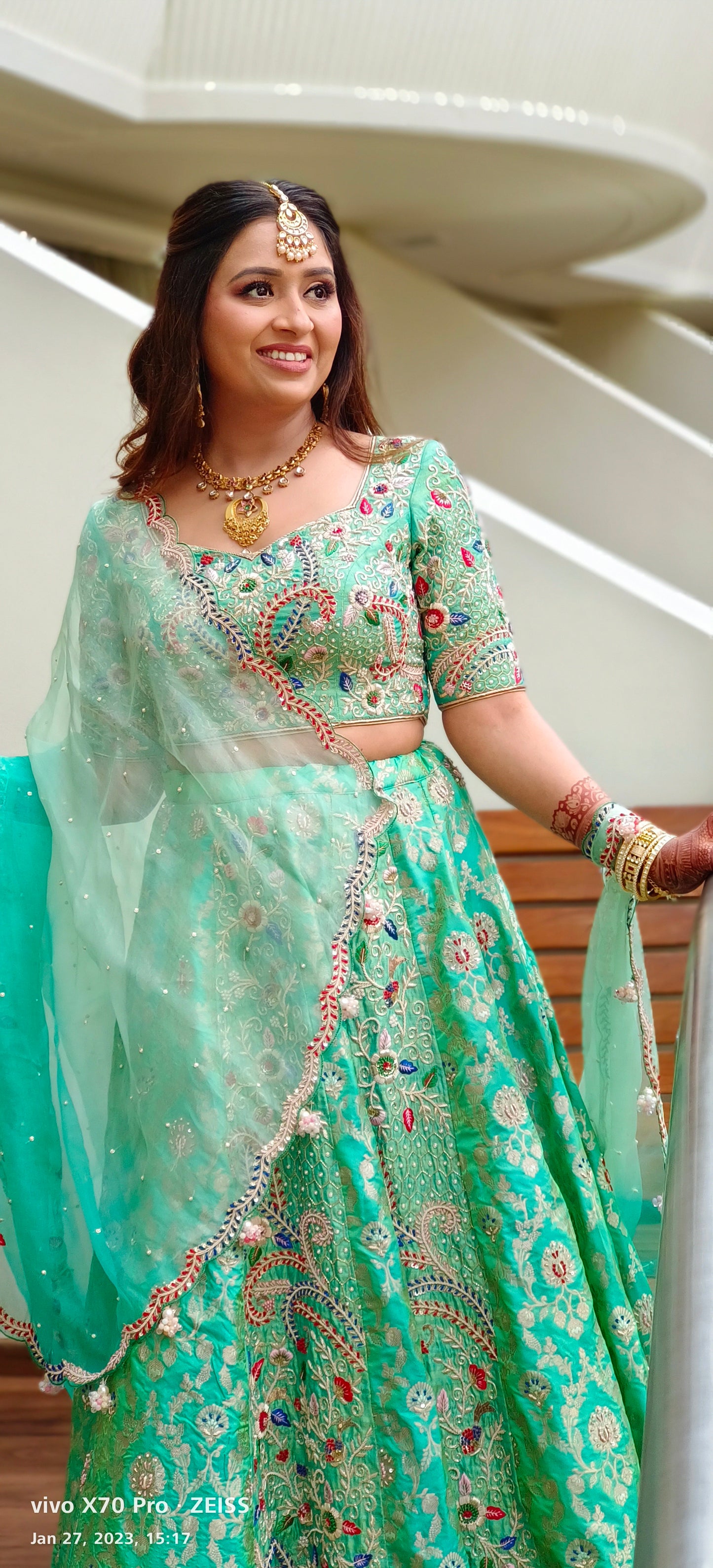 Green Zardosi Work Lehenga