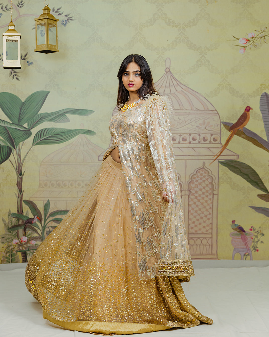 Gold Top with Lehenga